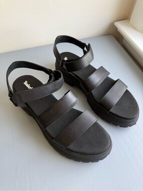 Timberland Black Women's Strappy Platform Sandals, London Vibe